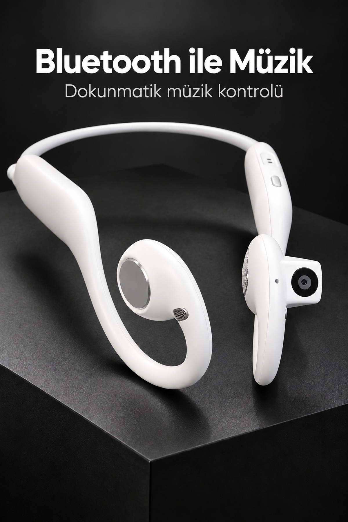 Fotoğraf Çekebilen Bluetooth Kulaklık Mikrofonlu Açık Kulak Tasarım