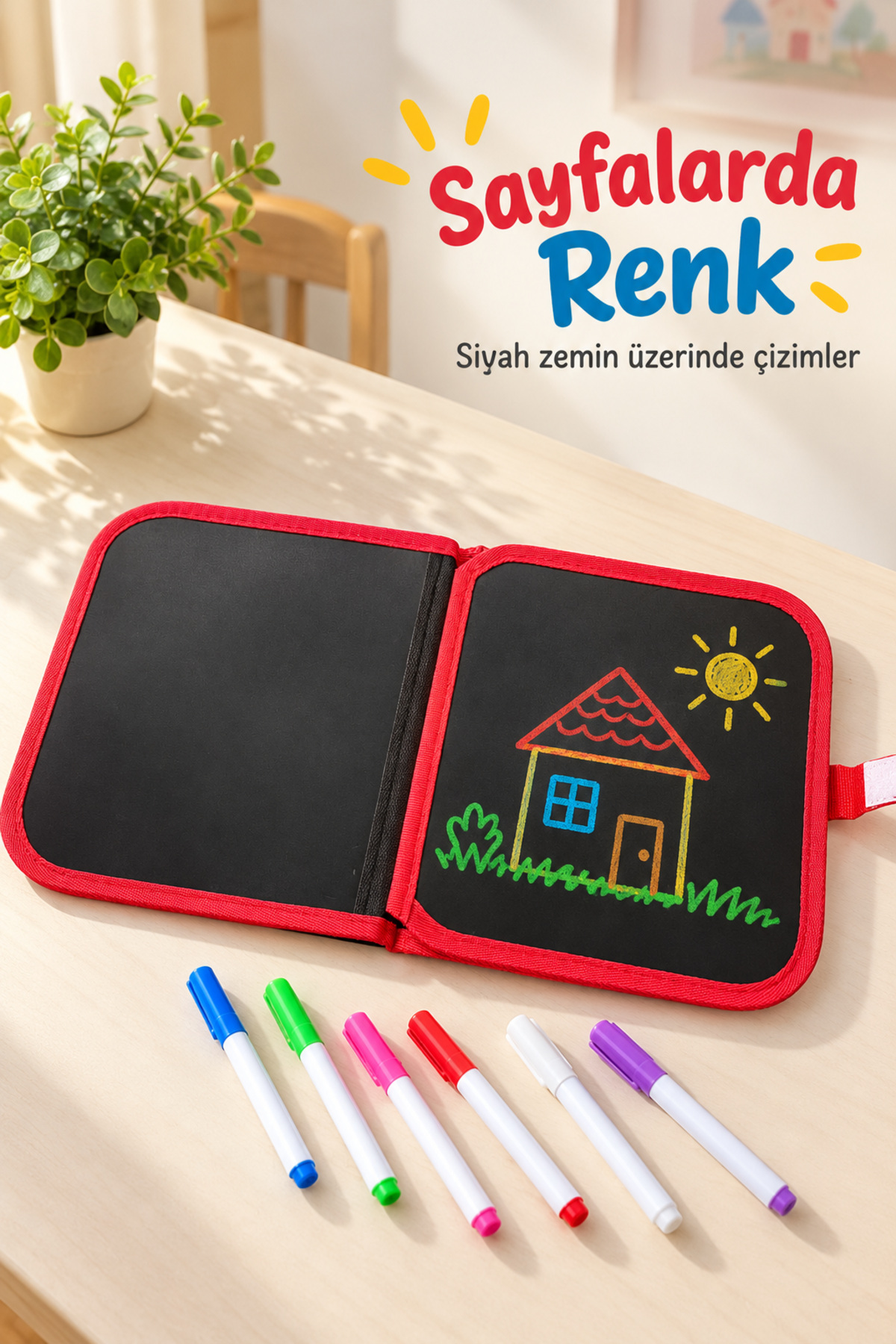 Çizim Kitabı Kumaş Kapatma Şeritli Desenli Kapaklı