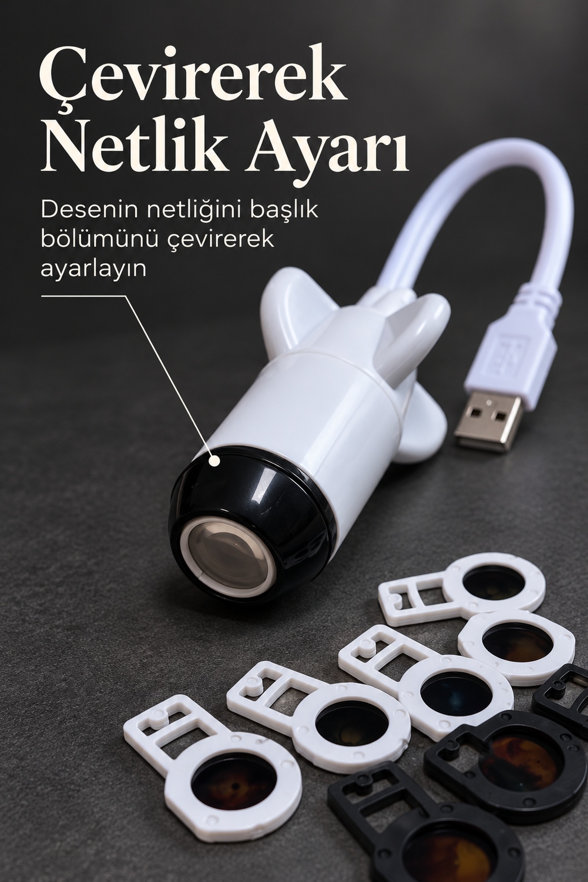 Desenli Projeksiyon Lambası Bilgisayar USB Girişinden Kullanımlı