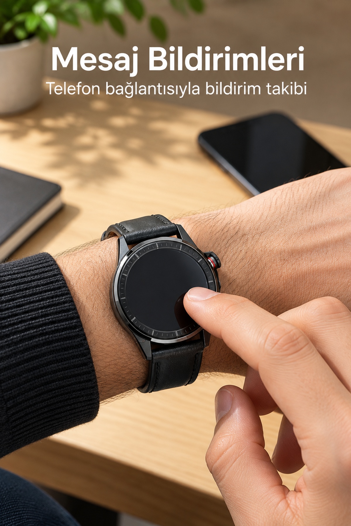 Mesaj Bildirimlerini Görüntüleyen Bluetooth Bağlantılı Şarjlı Akıllı Saat