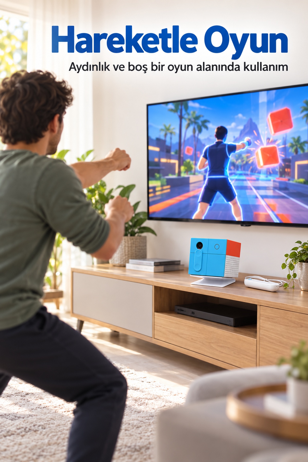 Televizyona HDMI Bağlantılı Hareket Algılayan Oyun Konsolu