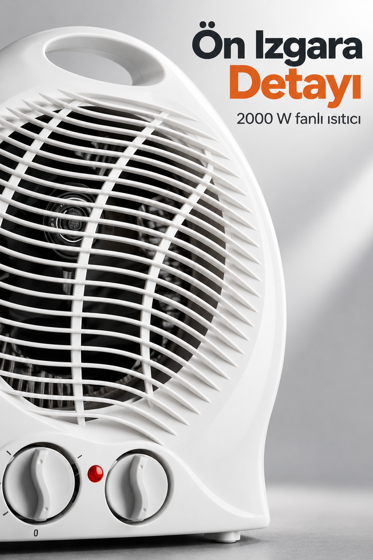 Termostat ve Kademe Ayarlı Beyaz Fanlı Isıtıcı
