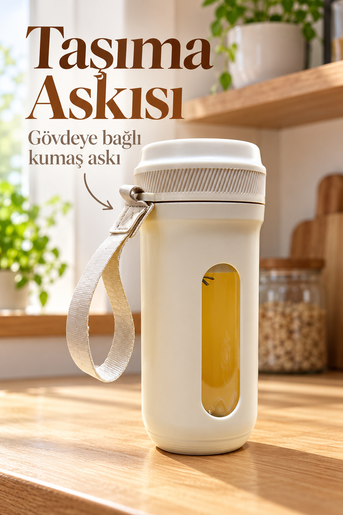 Şeffaf Pencereli Meyve Blenderı Şarjlı ve Taşıma Askılı