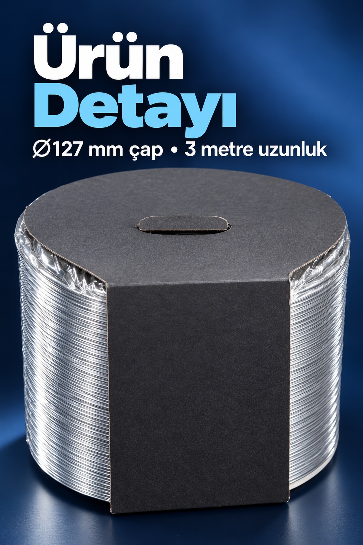 3 Metre Uzunluğunda Gümüş Renkli Telli Aspiratör Borusu
