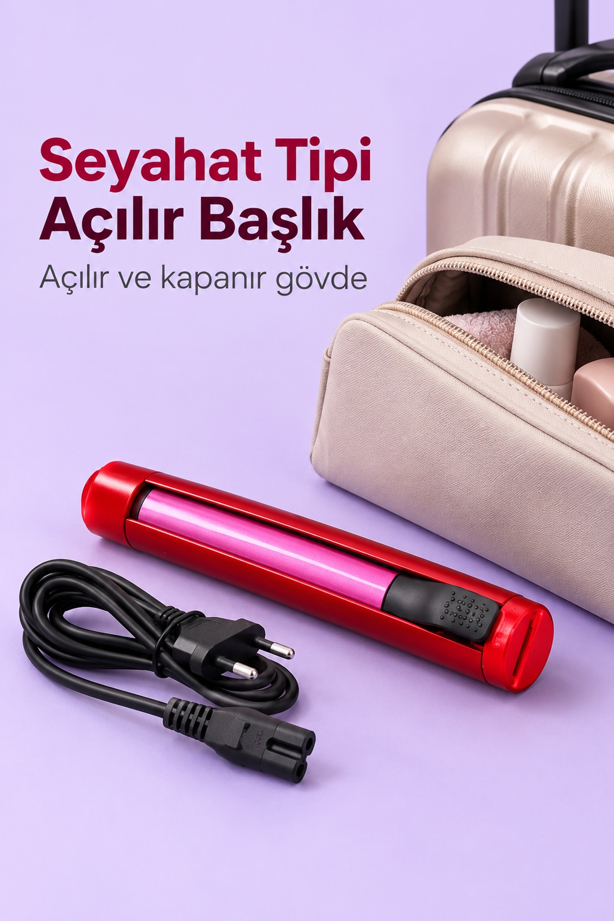 Saç Uçlarına Şekil Veren Seyahat Tipi Maşa ve Düzleştirici