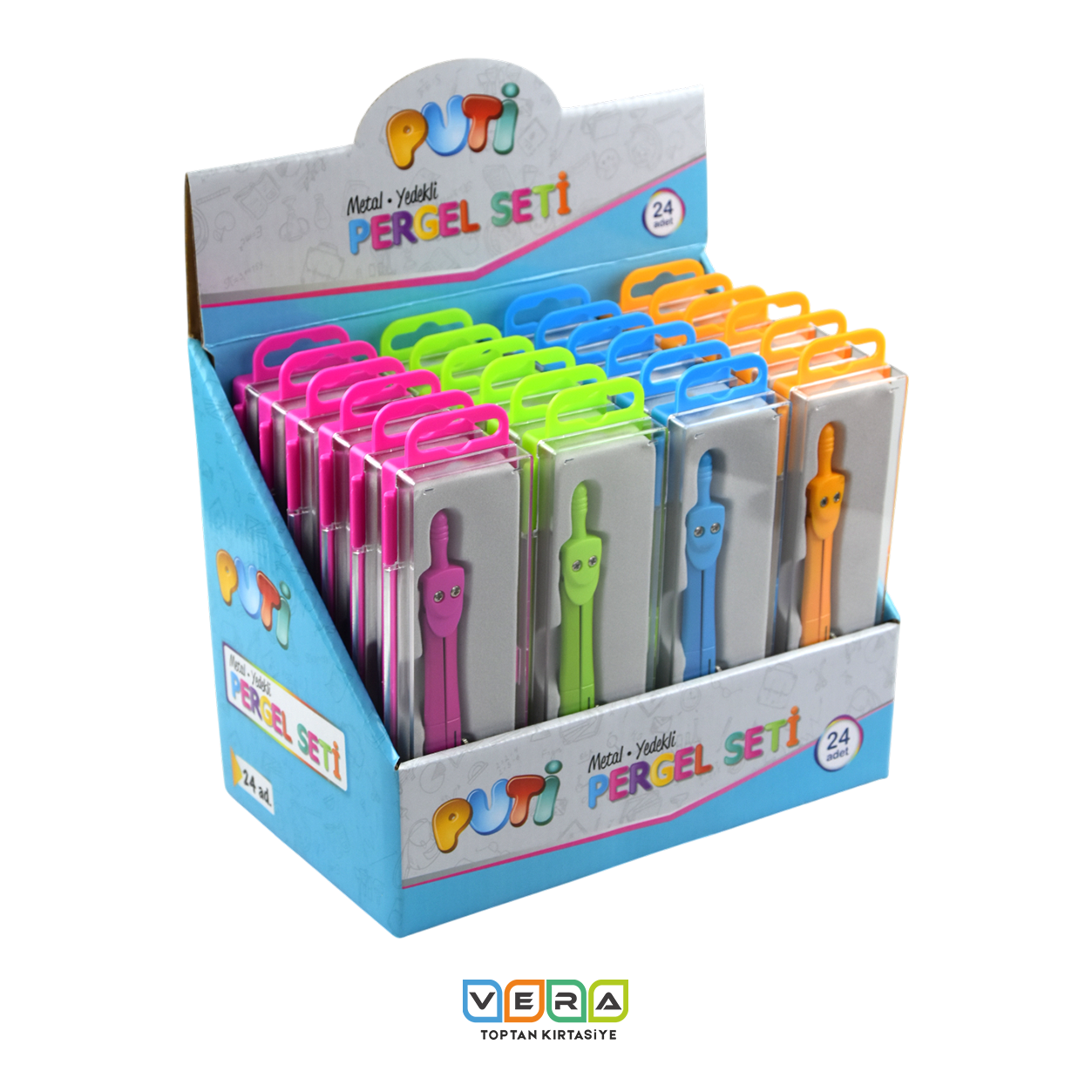 Puti 1604 Renkli Metal Pergel Seti 24 LÜ