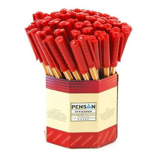 Pensan 1010 Ofispen Tükenmez Kalem 60'lı Renk - Kırmızı