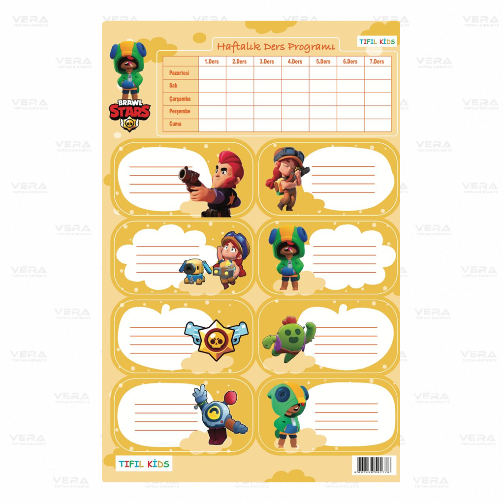 Brawl Stars Okul Etiketi 3'lü Tabaka