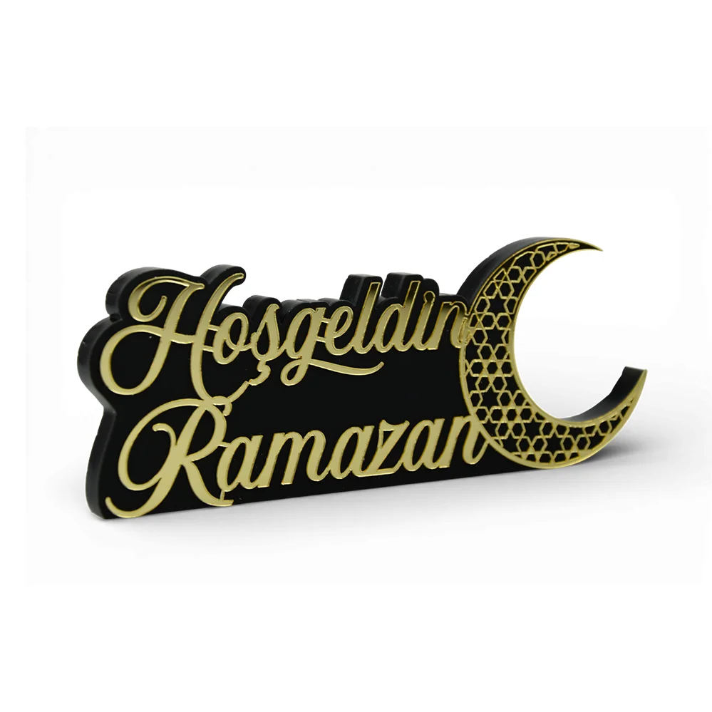 1 cm Pleksi Altın Yaldızlı Hoşgeldin Ramazan Süsü