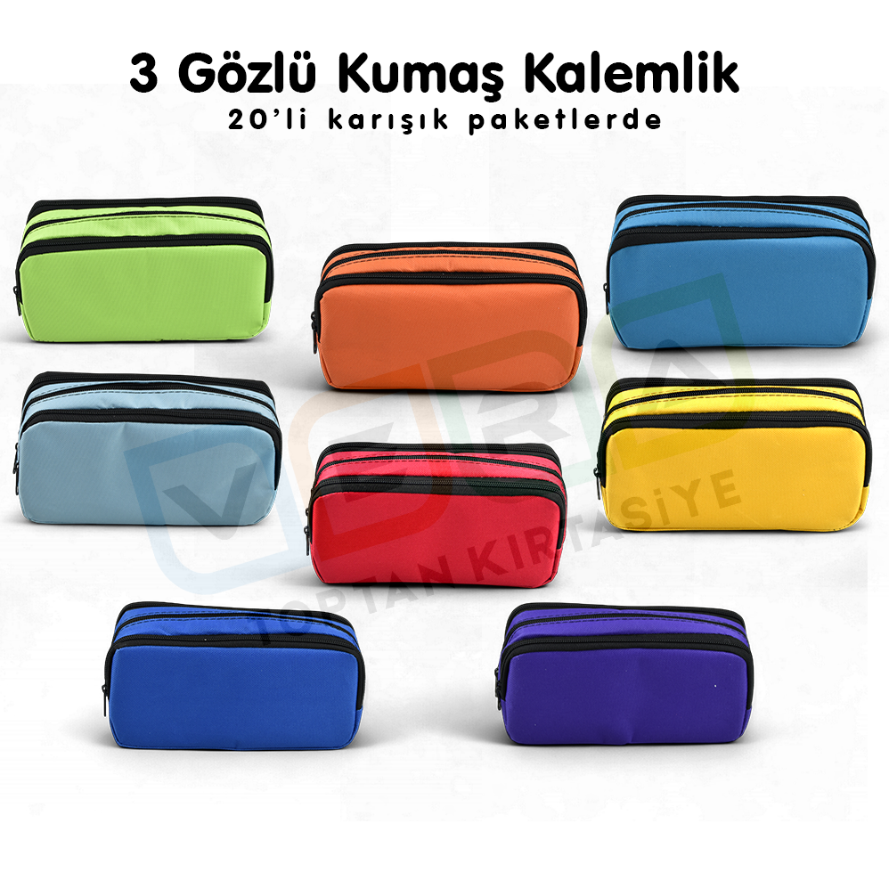 Üç Gözlü Kumaş Kalemlik 25 li paket