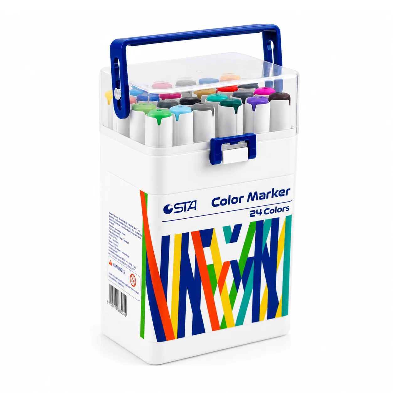 STA 24 Renk Ergonomik Kutu Akrilik Marker Kalem