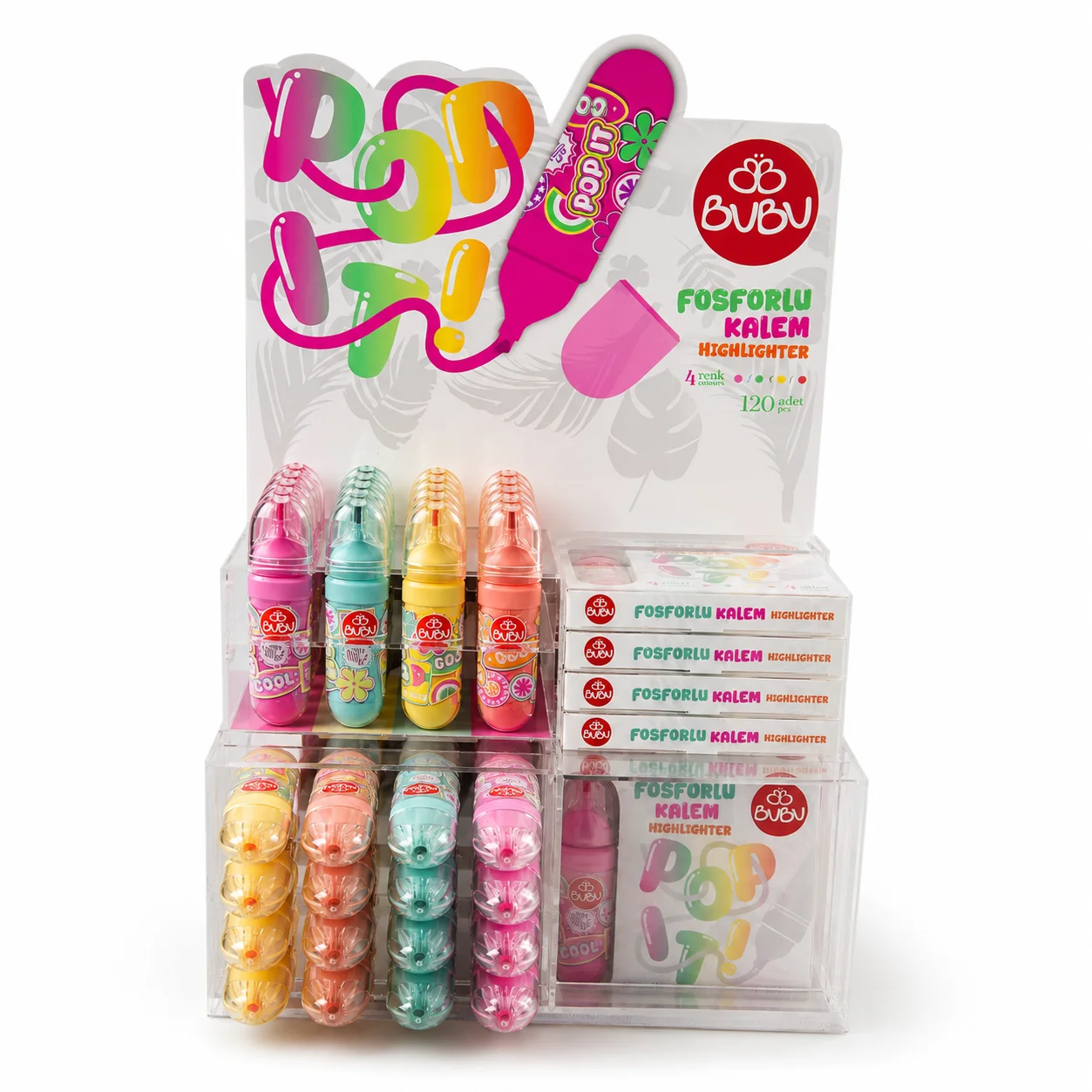 Bu-Bu- Pop-IT Fosforlu Kalem 120'li Stant