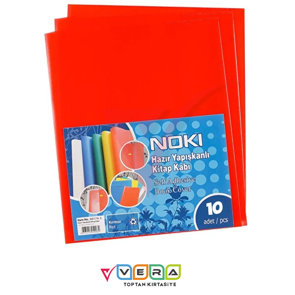 Noki Hazır Yapışkanlı A4 Kitap Kabı 10 lu Kırmızı Renk