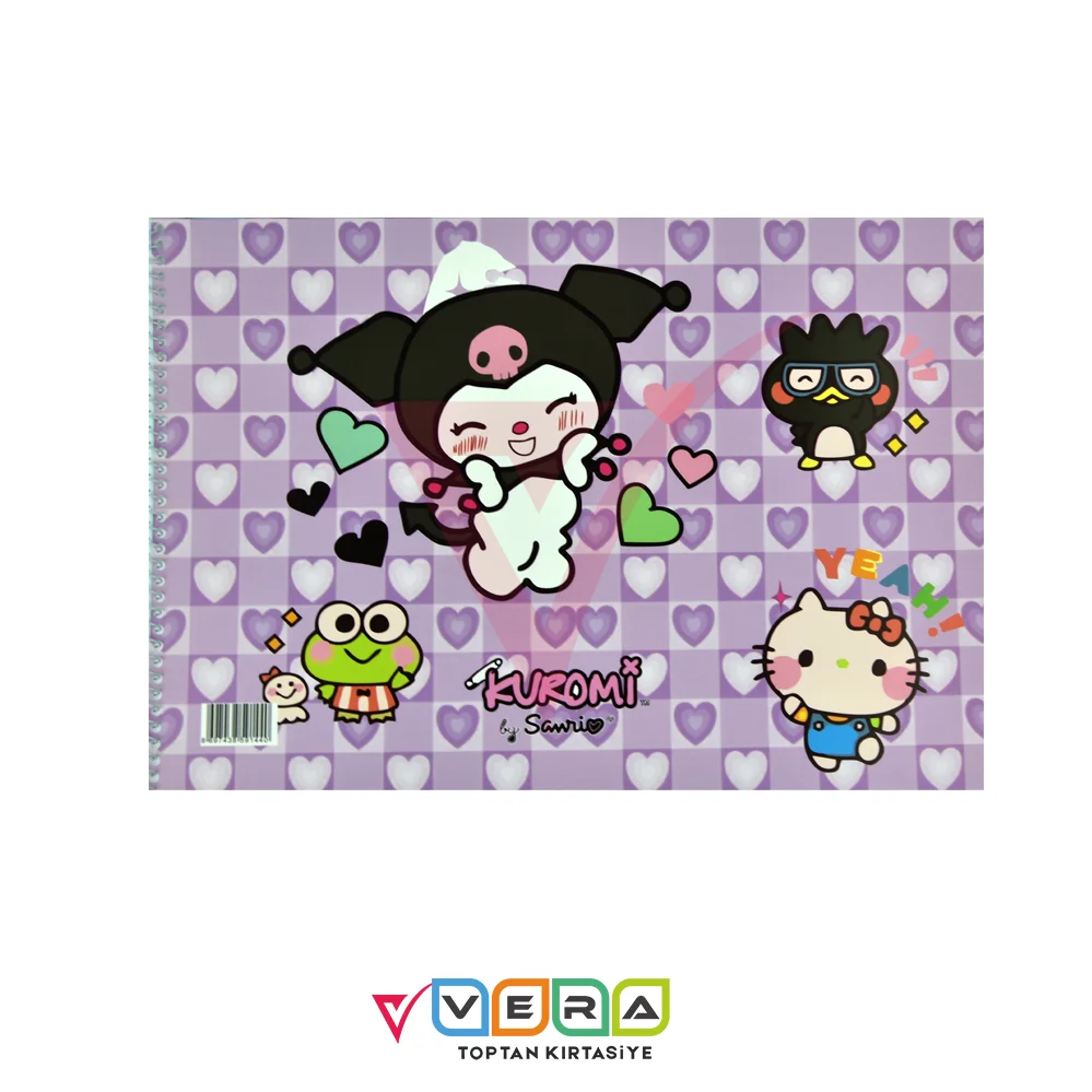Kuromi 25x35 15 Yaprak Karton Kapak Resim Defteri