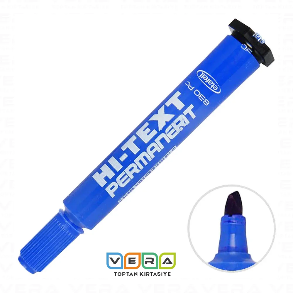 Hi-Text Permanent Marker Koli Kalemi Kesik Uç Mavi 12 li Paket