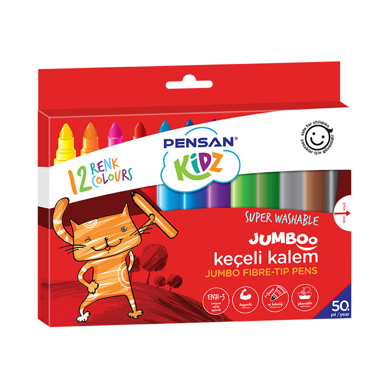 Pensan Kidz 12 Renk Jumbo Keçeli Boya