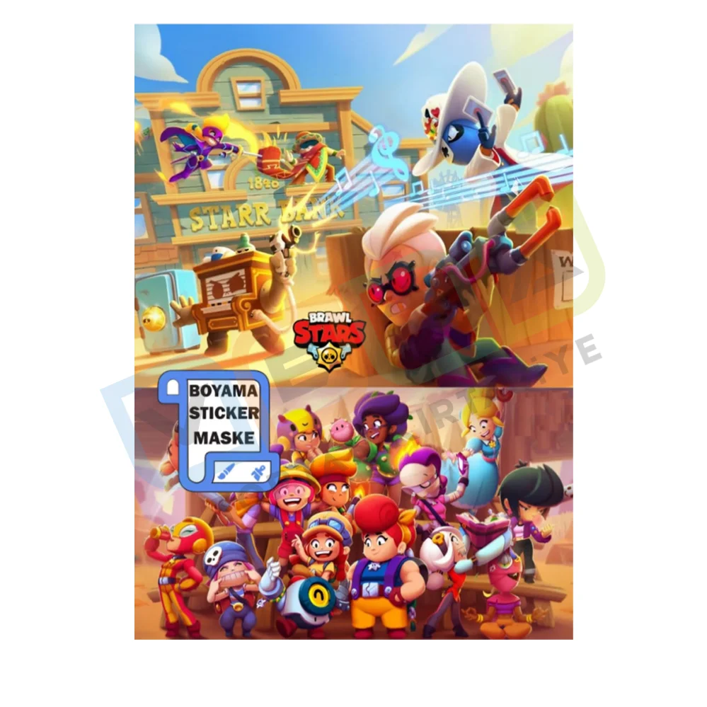 Brawl Star Stickerlı , Maske Çıkartmalı Boyama Kitabı