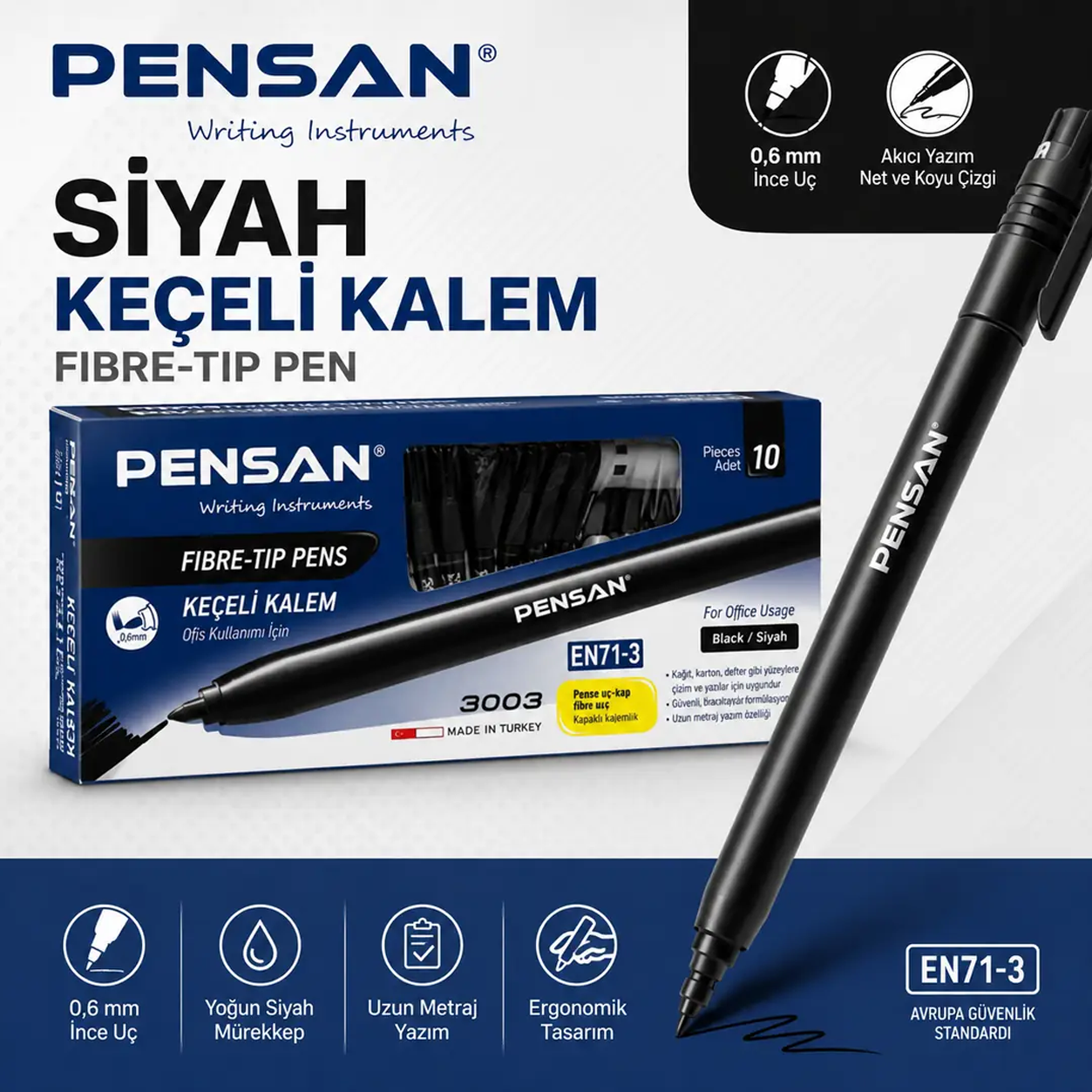 Pensan 3003 Siyah Keçeli Kalem