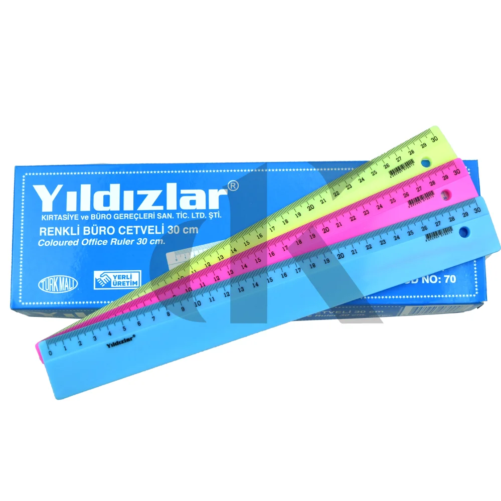 YILDIZLAR RENKLİ BÜRO CETVELİ 30 CM