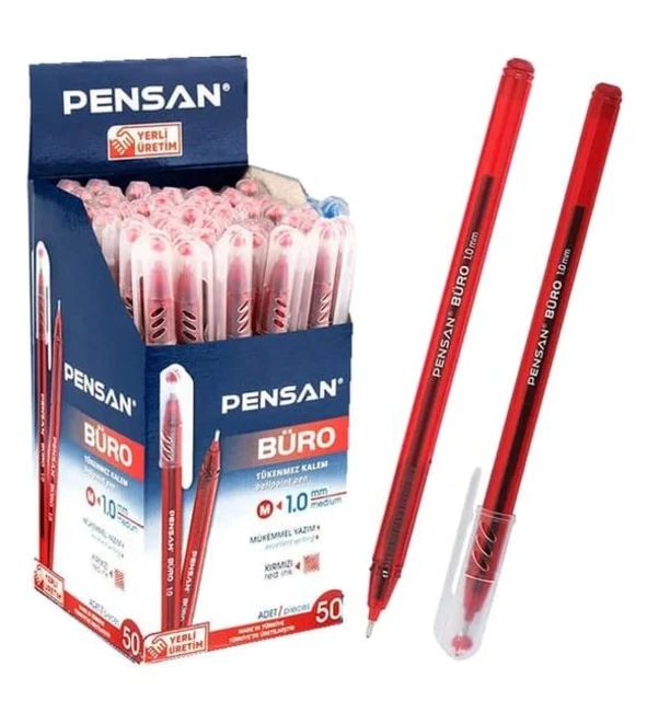 Pensan Büro Tükenmez Kalem Kırmızı 50'li kutu 2270