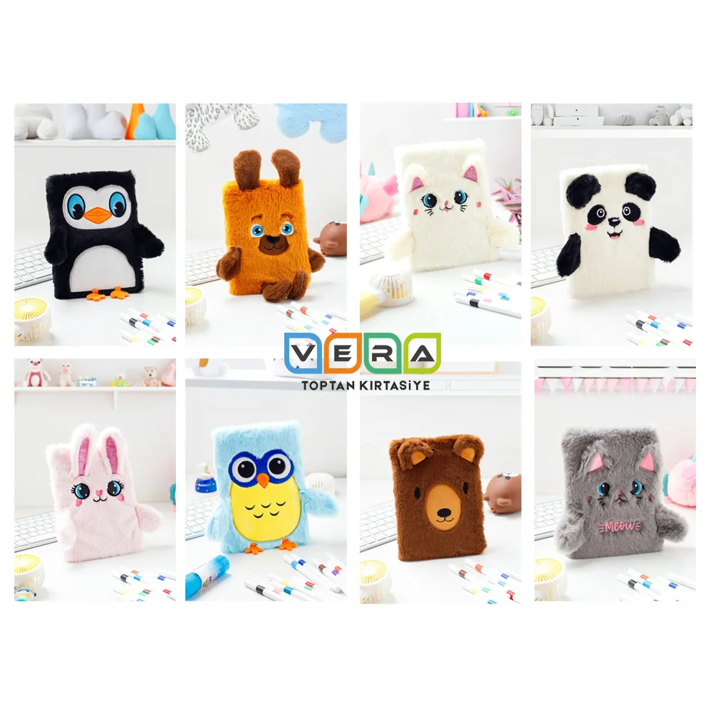 14x20 Çizgili Lüks Peluş Defter 15 li Karışık Stant