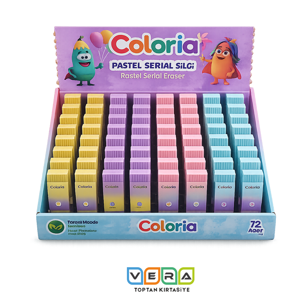Coloria Pastel silgi 72'li display kutu Stant