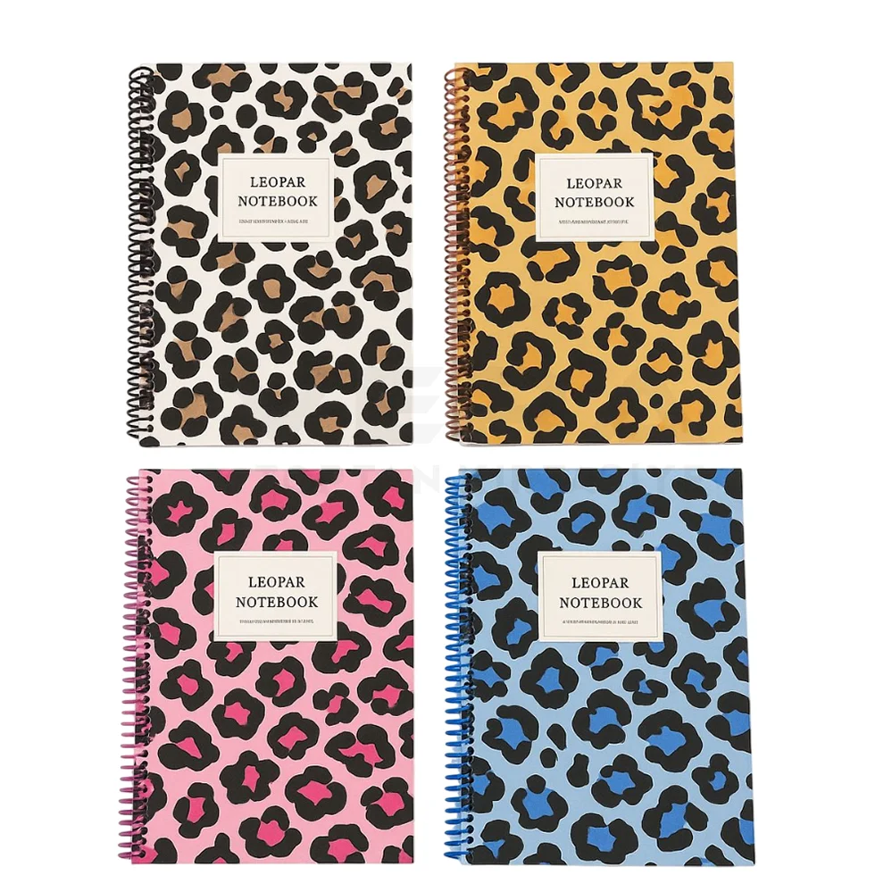 Krop 17x24 100 Yp Spiralli Leopar Desen Sert Kapak Kareli Defter