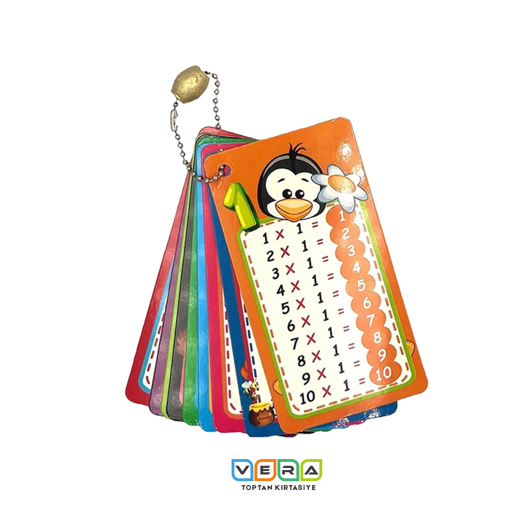 Zincirli Sevimli Figürlü 10'lu Kart Çarpım Tablosu - 10 Lu Paket