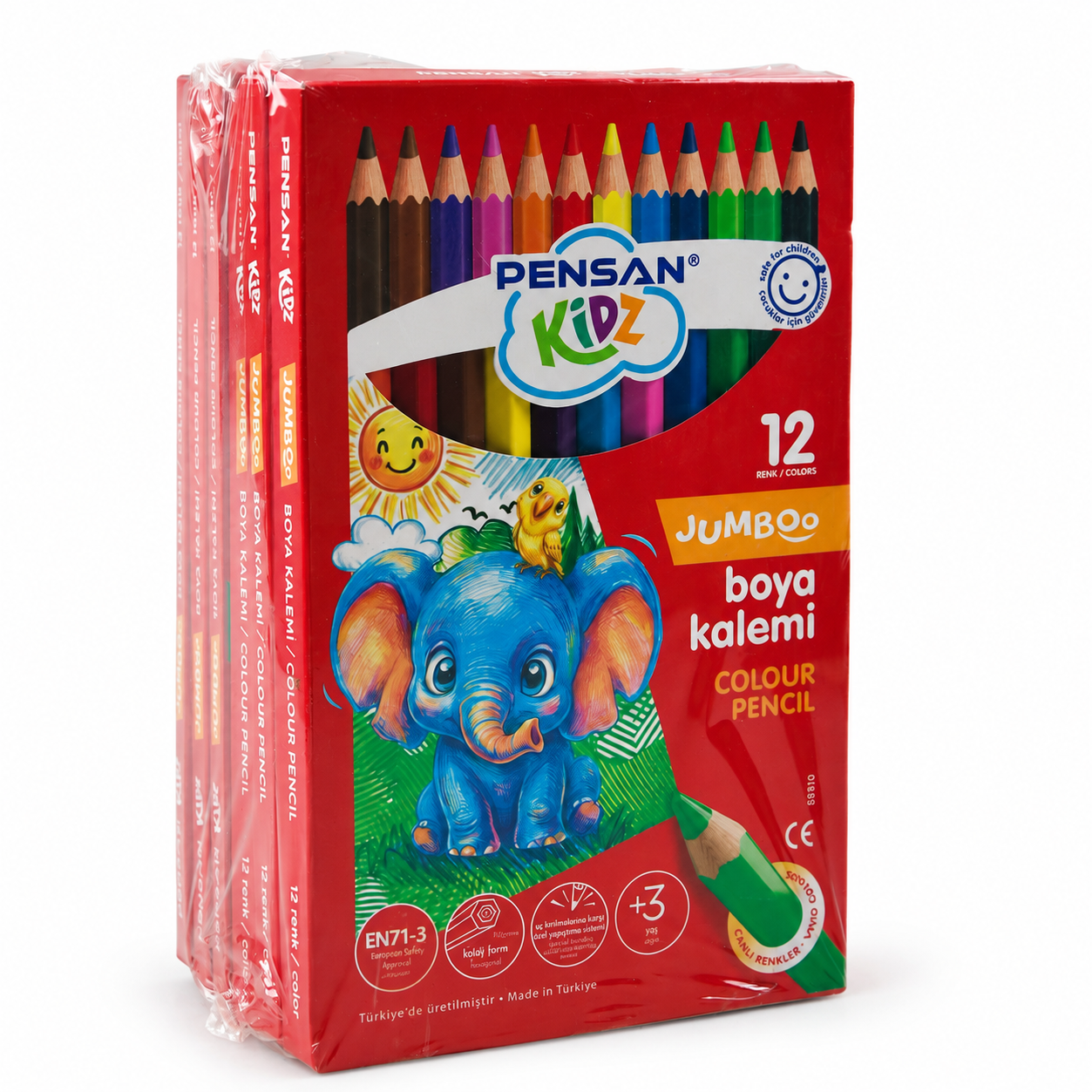 Pensan 12 Renk Jumbo Kuru Boya