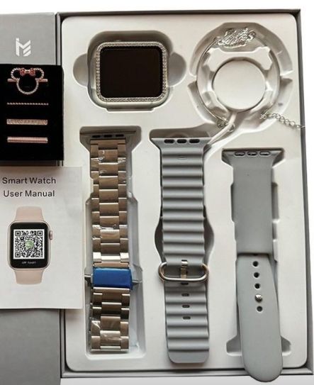 Bilişim Burada G9 Mini Plus Silver Gümüş 41 mm 3 Kordon Mickey Charm Bileklik Hediyeli Akıllı Saat