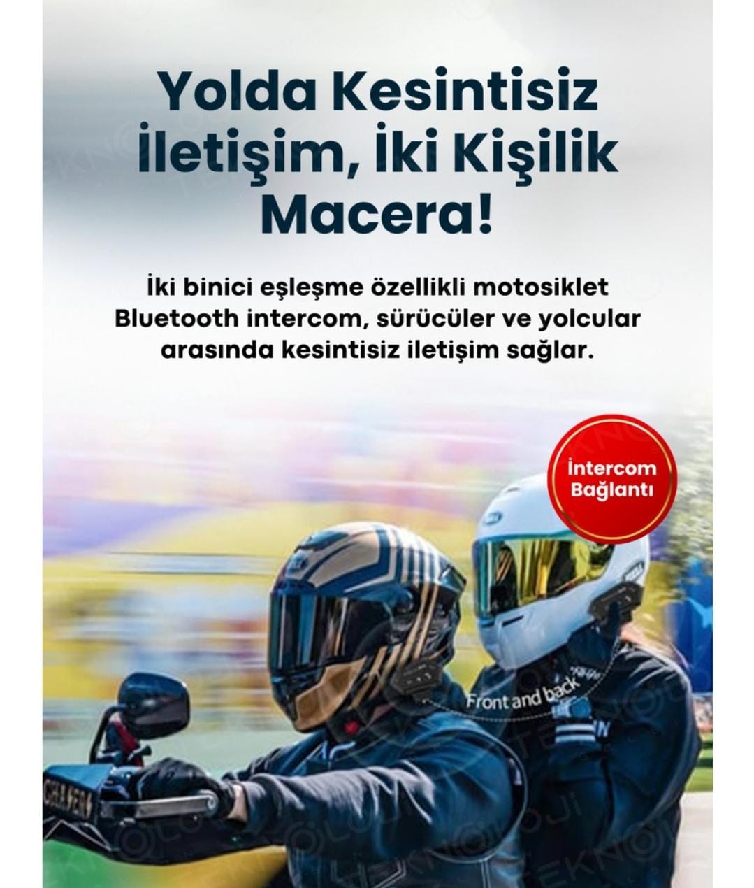 Bilişim Burada  Bt12B Motosiklet Kulaklığı Intercom 30M Kablosuz Bağlantı Tüm Kasklar Ile Uyumlu Su Geçirmez