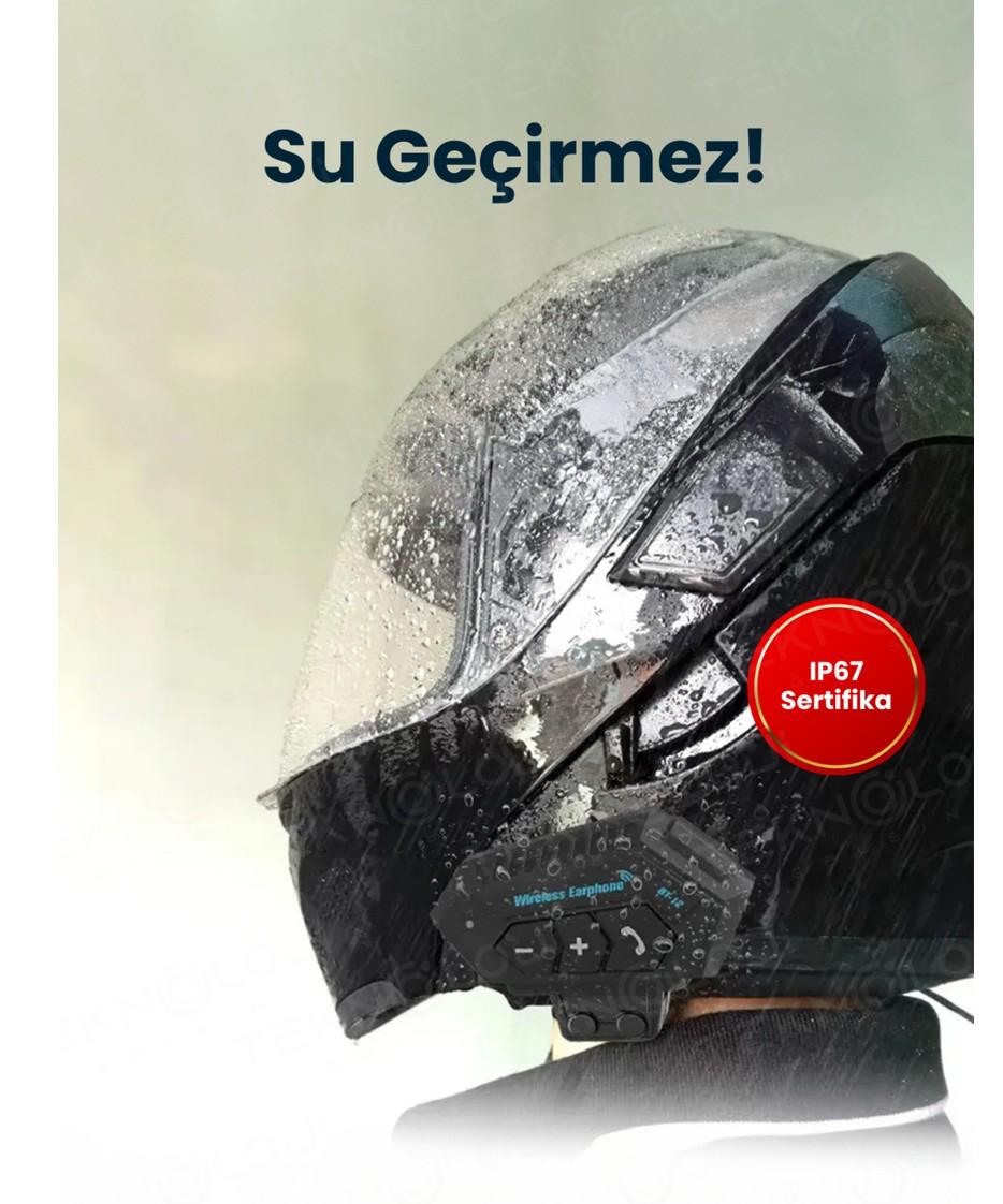 Bilişim Burada  Bt12B Motosiklet Kulaklığı Intercom 30M Kablosuz Bağlantı Tüm Kasklar Ile Uyumlu Su Geçirmez