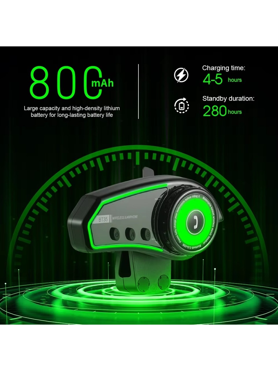 Bilişim Burada Bt35 Kask Kulaklık Bluetooth 5-0 Motosiklet Interkom Su Geçirmez Kablosuz Kulaklık