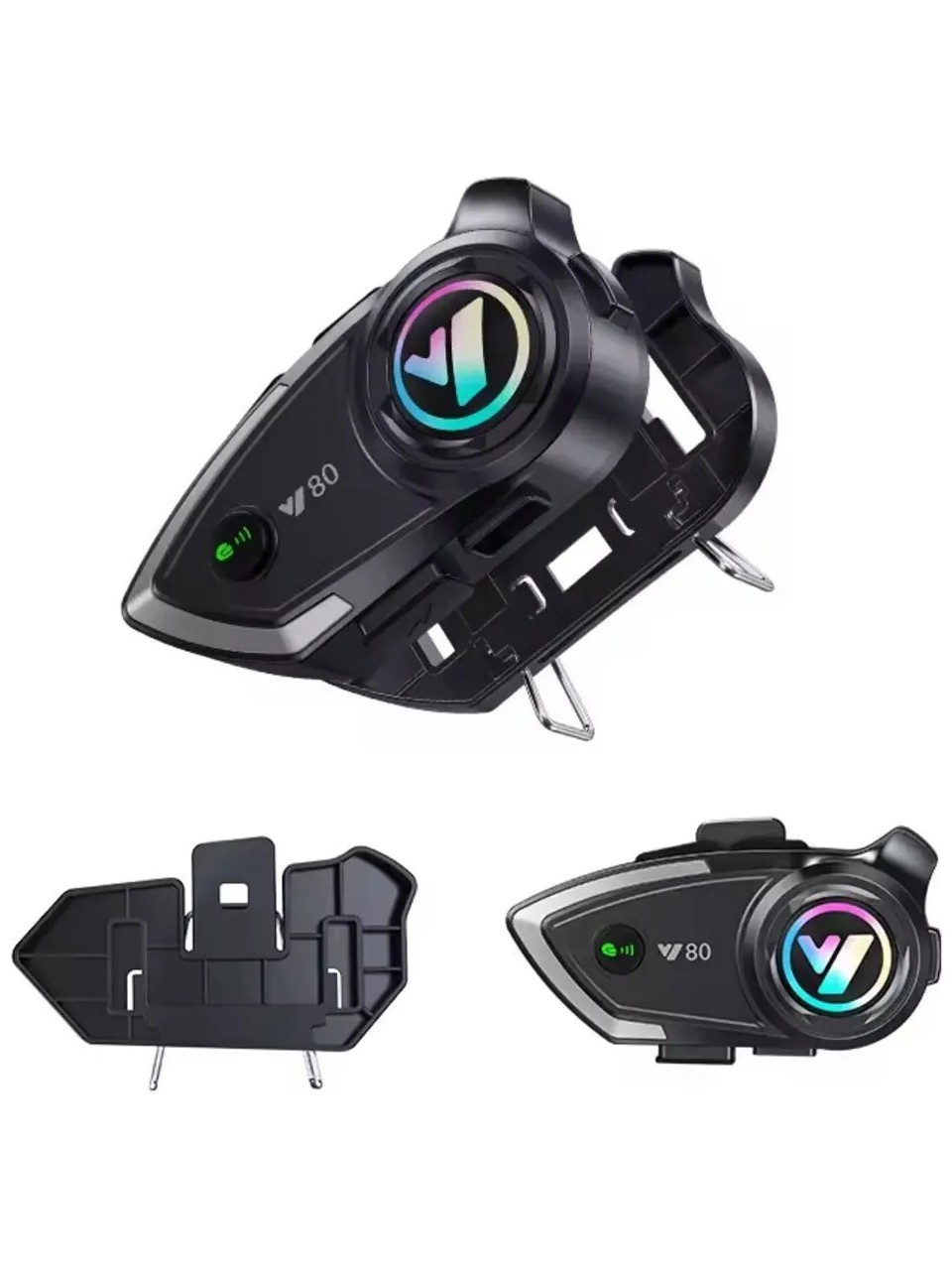Bilişim Burada Y80 Yeni Nesil Motosiklet Kask Interkom Mikrofonlu Gürültü Engelleyici Işıklı 5-3 Bluetooth Kulaklık Motorsiklet Içi Motorcu Kulaklığı