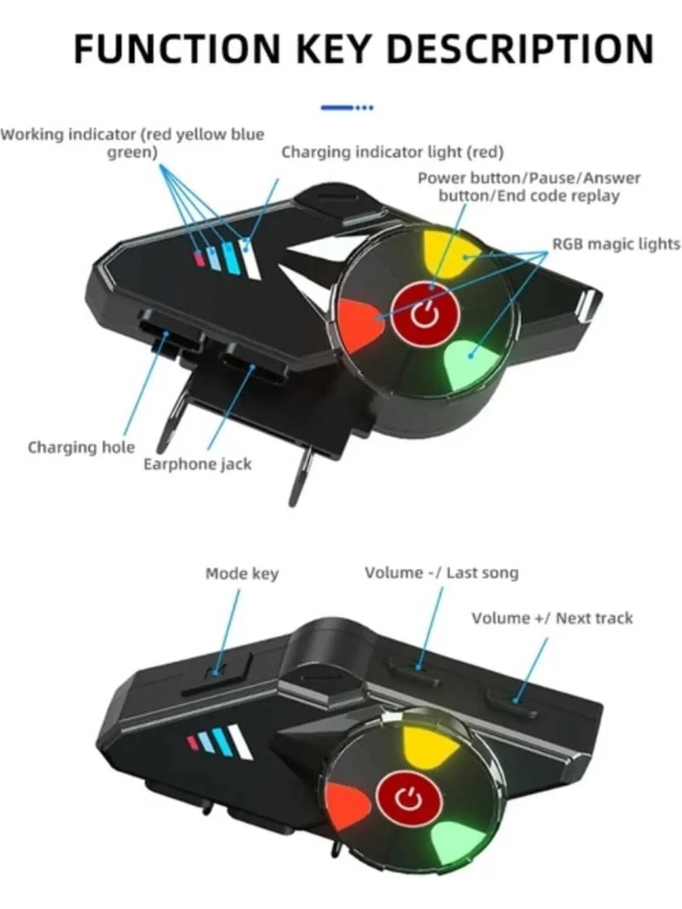 Bilişim Burada Y60 Mikrofonlu Ipx6 Su Geçirmez Rgb Bluetooth 5-3 Sesli Asistan İnterkom Kask Kulaklığı