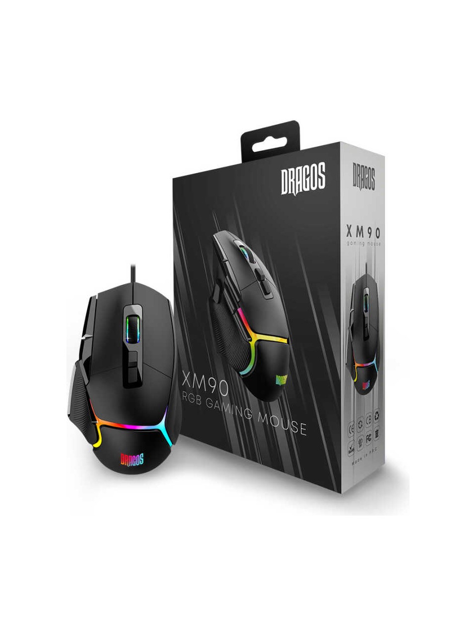 DRAGOS Xm90 20000 Dpı Usb Kablolu Siyah Rgb Gaming Optik Mouse
