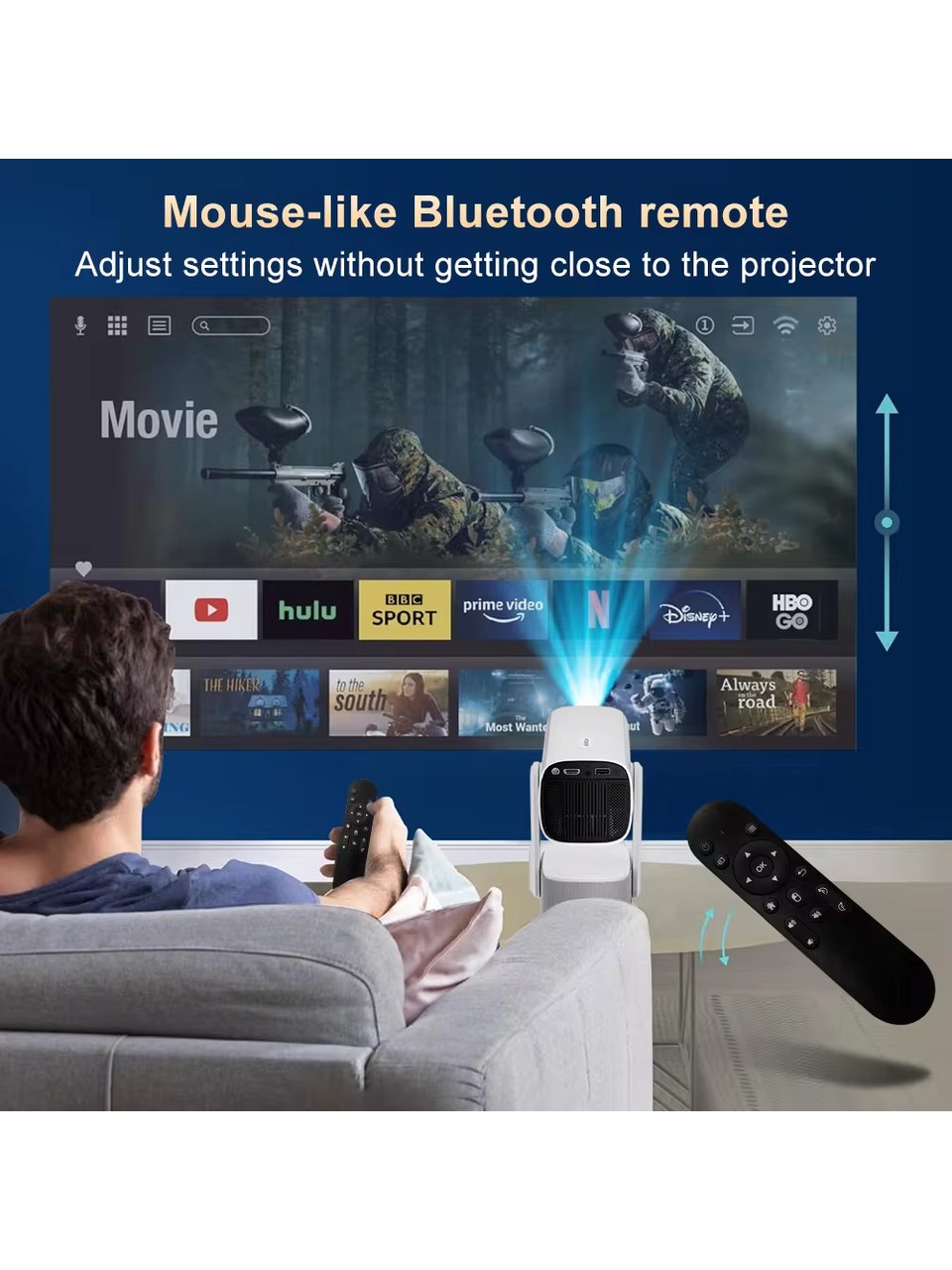 Bilişim Burada K2 Powerbanklı Bluetooth Android Taşınabilir Kamp Projeksiyon Wifi  4K Destekli RGB Led Akıllı Sinema Kamp Projeksiyon Projektör