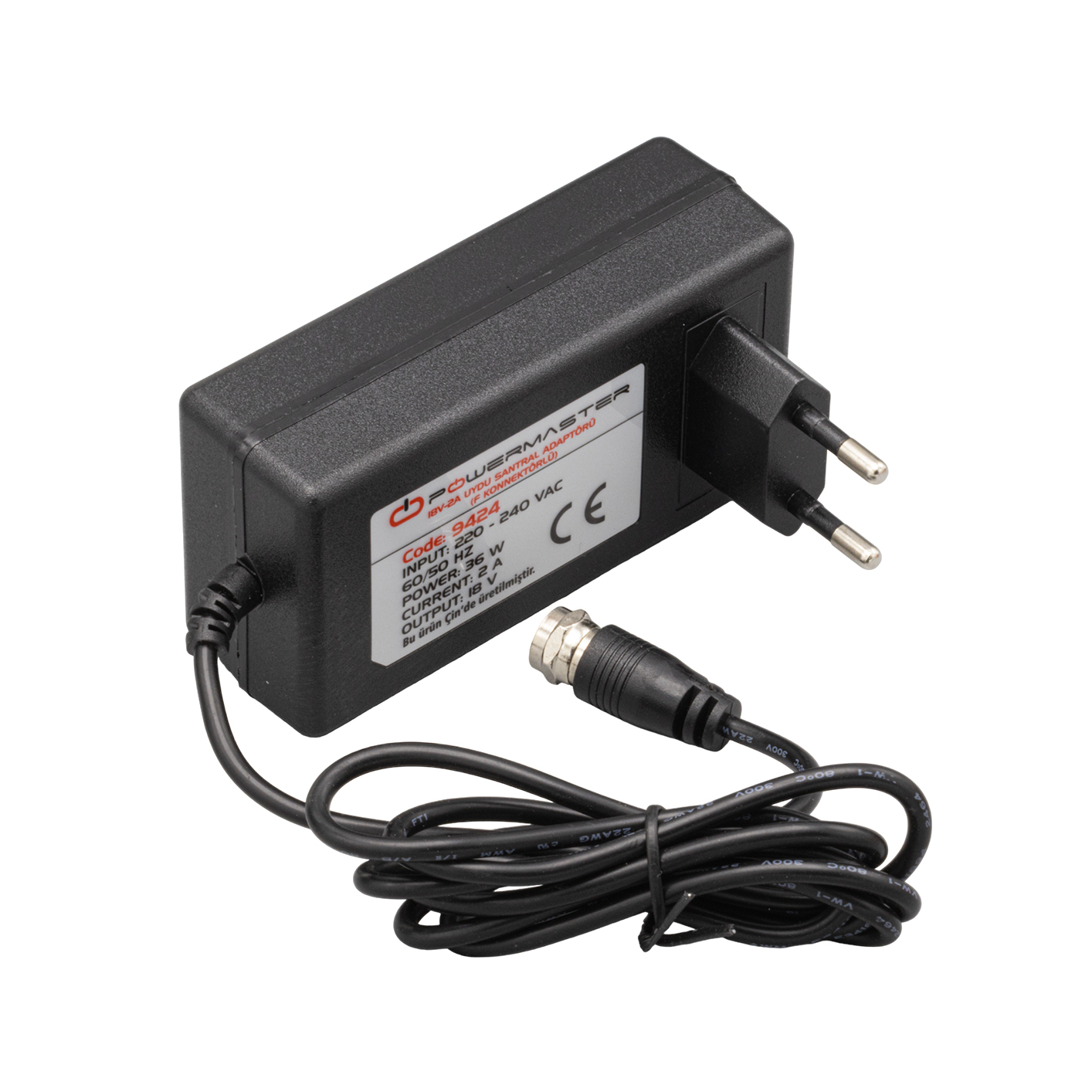 POWERMASTER PM-9424 18 VOLT- 2 AMPER F KONNEKTÖRLÜ UYDU SANTRAL ADAPTÖRÜ