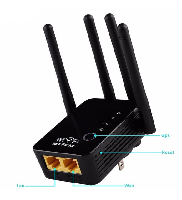 Bilişim Burada WR11 Wifi Antenli Kablosuz 1200 mbps Sinyal Güçlendirici Alan genişletici Wi-Fi Repeater Router Access Point siyah