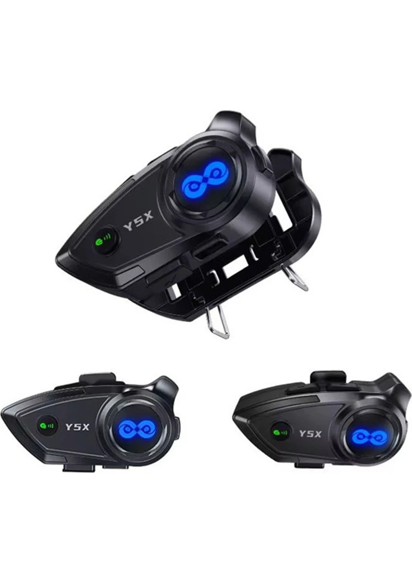 Bilişim BuradaY5X Rgb Işıklı Intercom 5 Kişi Bağlantılı 1000MAH Motosiklet Bluetooth Kulaklık Seti