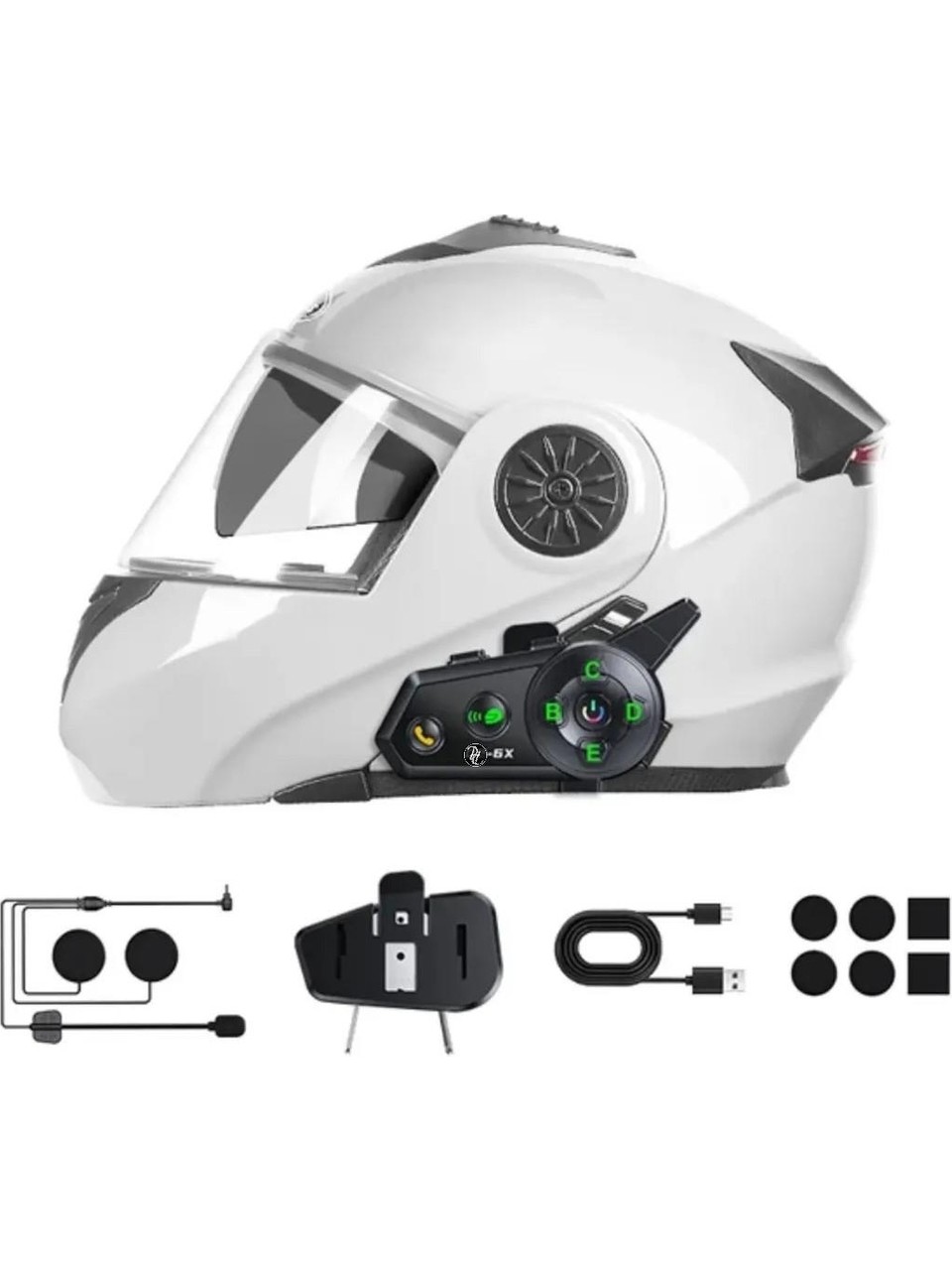 Bilişim Burada D2-6X Su Geçirmez Motosiklet Kask Kulaklık İntercom 6 Kişi Eşleşmeli Müzik Paylaşımlı 500 Mt Menzilli