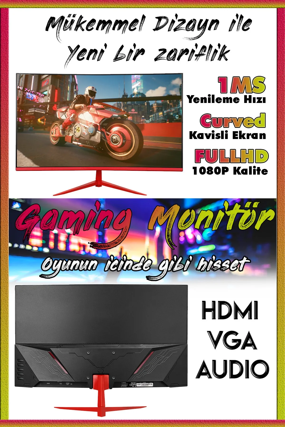 Bilişim Burada Rx44 i5 3470 16GB 1TB HDD 240GB SSD GT730 4GB 23-8 Curved Oyuncu Masaüstü Bilgisayarı