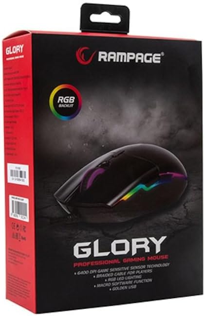 RAMPAGE SMX-R63 GLORY USB SİYAH RGB IŞIKLI 6400DPİ GAMİNG OYUNCU MOUSE