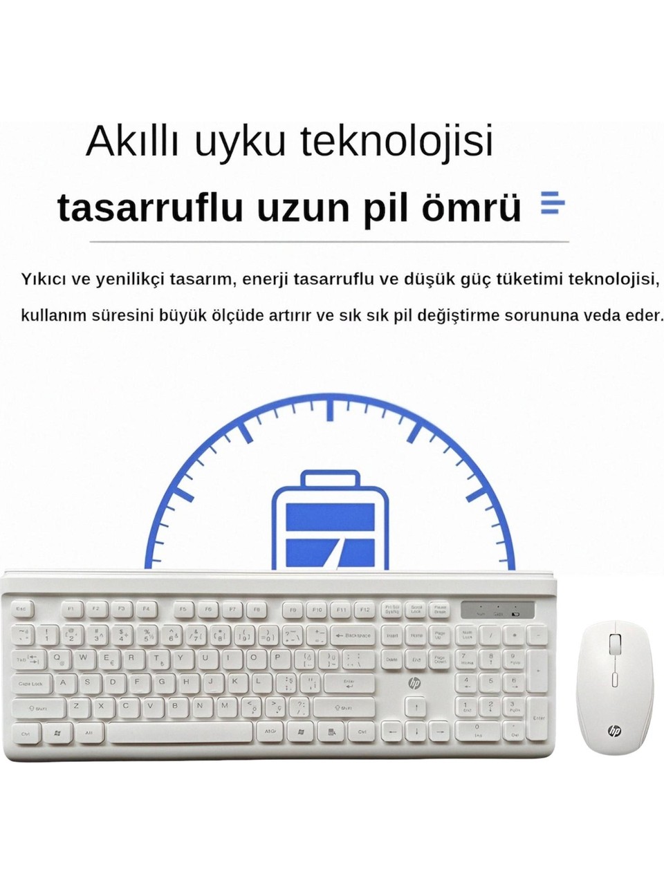 HP CS500 Kablosuz 2-4ghz Türkçe Q Klavye & Mouse Set Beyaz