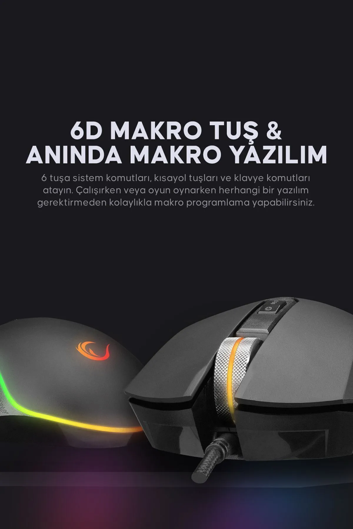 RAMPAGE SMX-R79 X-Runner Usb 10000dpi Gaming Oyuncu Mouse Siyah