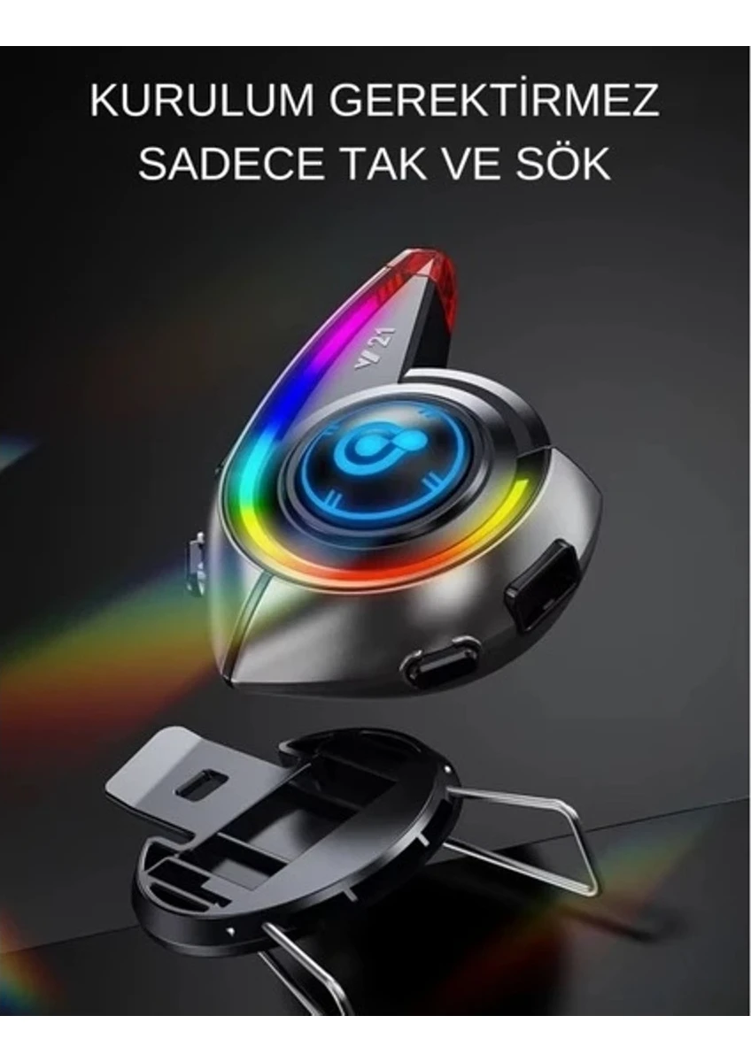 Y21 Rgb Işık Efektli Intercom Bluetooth Motosiklet Kask Kulaklığı Intercom Kulaklık BBY21INTERCOM, one size