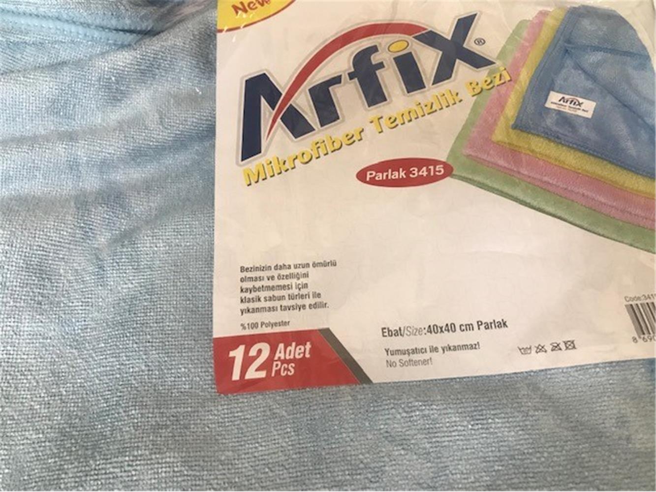 Arfix Mikrofiber Temizlik Bezi 12li 40X40 Parlak 