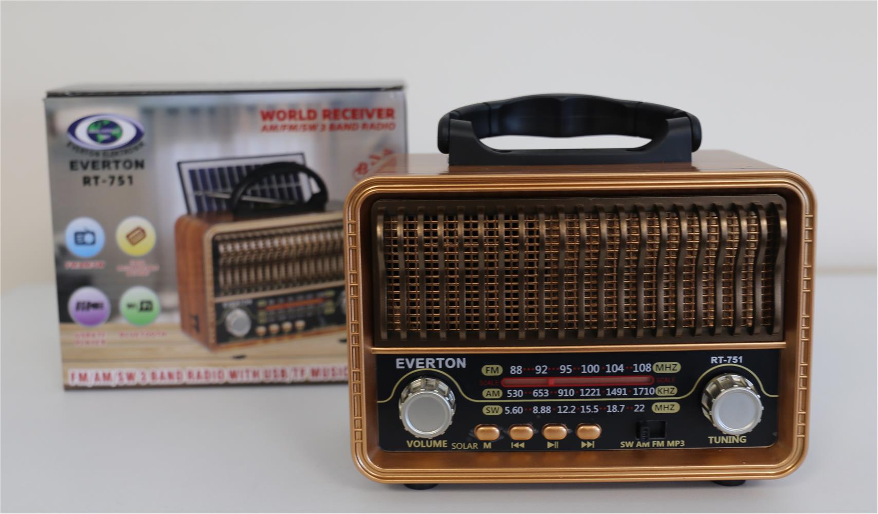 Everton Rt-751 -Fm-Am-Sw-Usb-Tf Card-Aux Nostaljik Radyo