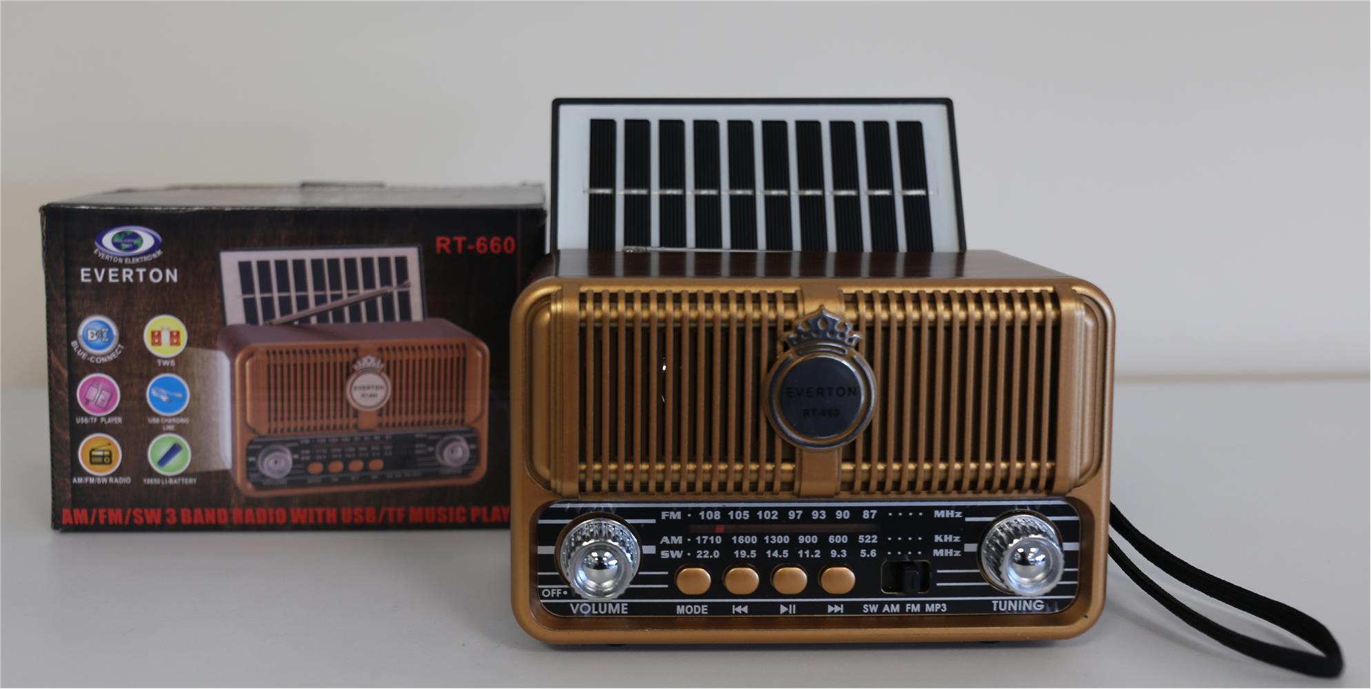 Everton Rt-660  Bluetooth Fm-Usb-Tf-Aux Şarjlı Nostaljik Radyo