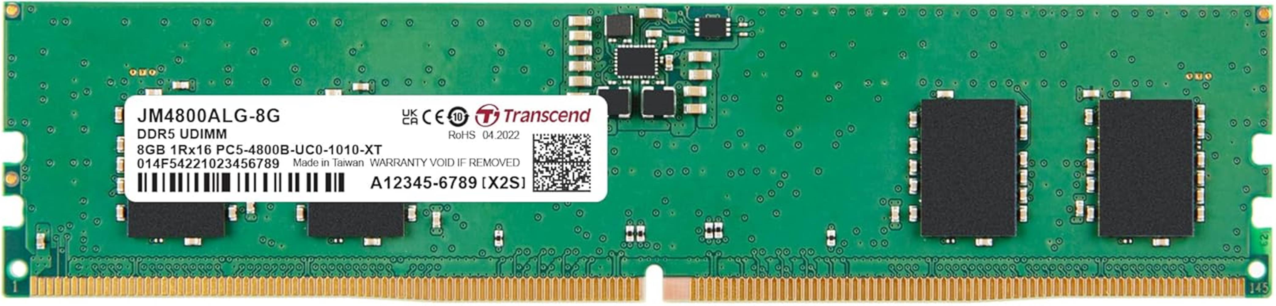 Transcend 8GB(1x8GB) 4800Mhz UDIMM DDR5 CL40 Pc Ram (JM4800ALG-8G) 
